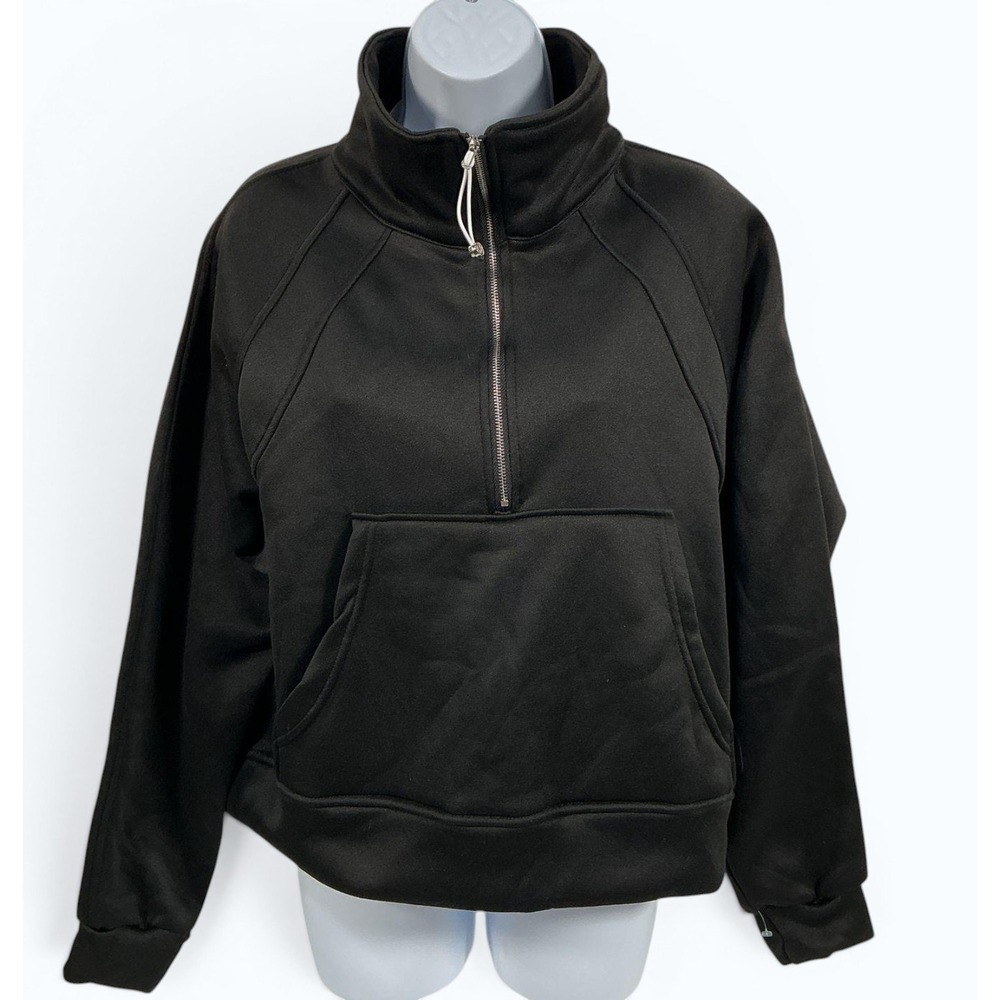 Lululemon Scuba Half Zip Hoodie Womens 4 Black Cropped Funnel Neck Pullover